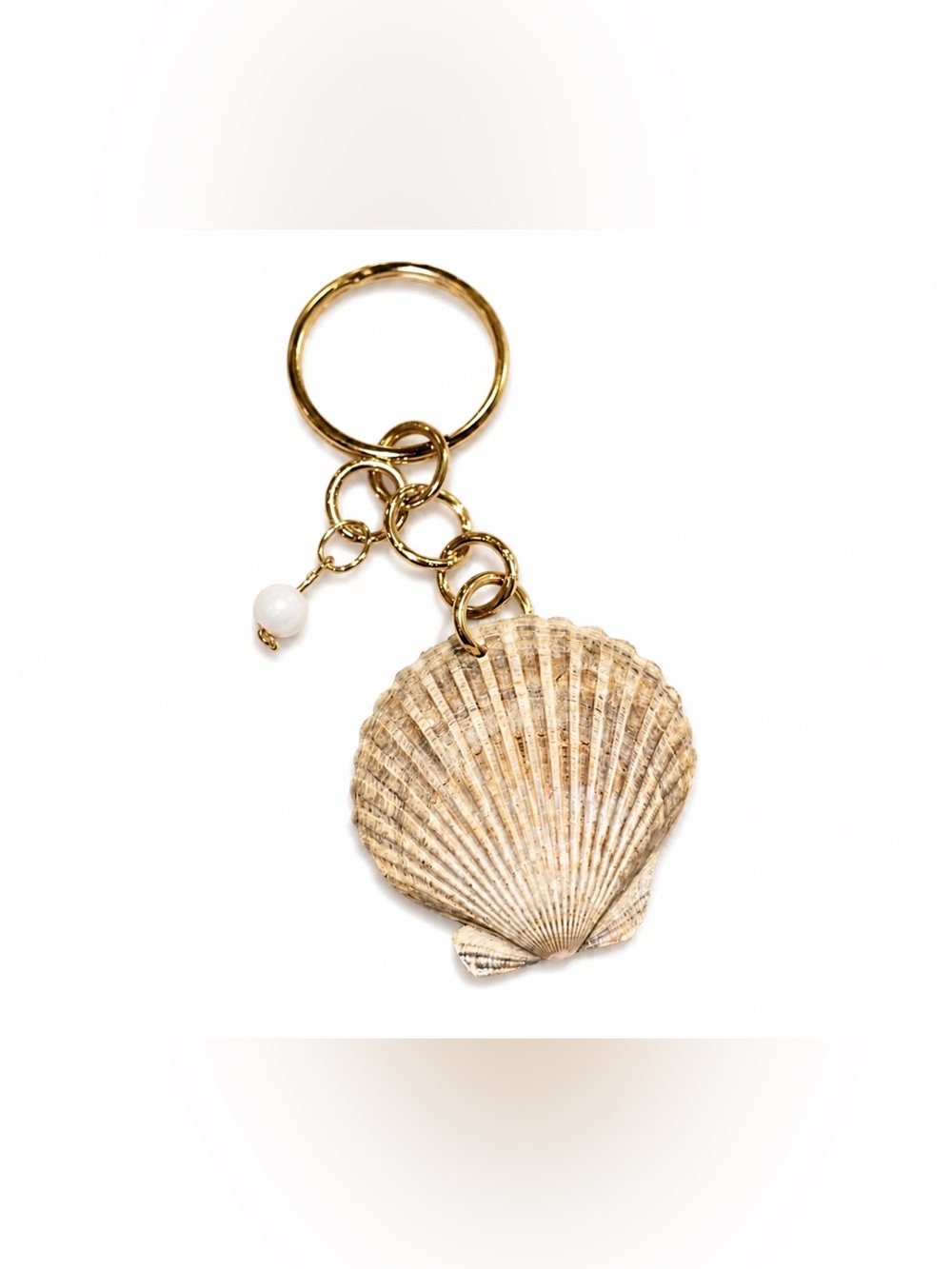 Gold Shell & Pearl Keychain Charm